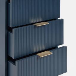 OHS Ribbed Bedside Table Modern Bedroom 3 Draw Office Nightstand in Navy - thumbnail 6