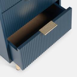 OHS Ribbed Bedside Table Modern Bedroom 3 Draw Office Nightstand in Navy - thumbnail 7