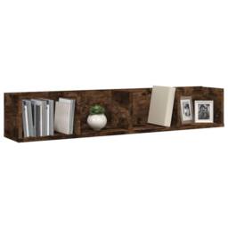 Berkfield Home Decorative CD Wall Shelf Smoked Oak 100x18x18 cm Engineered Wood in Brown - Size: 100 x 18 x 18 cm
