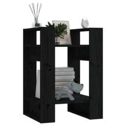 Berkfield Home Book Cabinet/Room Divider Black 41x35x57 cm Solid Wood Pine - Size: 41 x 35 x 57 cm - thumbnail 7