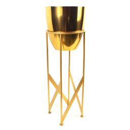 Leaf 90cm Gold Planter with Artificial Yukka Plant - thumbnail 2