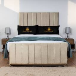 UK Bed Furniture Hampton Divan Bed with 2 Drawers Foot End & 26 Inch headboard in Cream - Size: Double - thumbnail 2