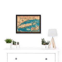 Artery8 Long Island NY Smith 1933 Pictorial Map History A4 Artwork Framed Wall Art Print in Black - thumbnail 2