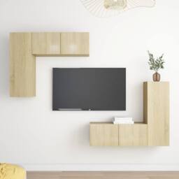 Berkfield Home 4 Piece TV Cabinet Set Sonoma Oak Engineered Wood in Light Brown - thumbnail 2