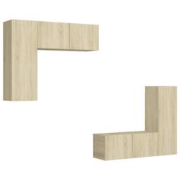 Berkfield Home 4 Piece TV Cabinet Set Sonoma Oak Engineered Wood in Light Brown - thumbnail 1