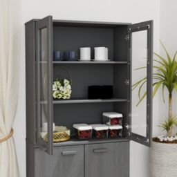 Berkfield Home Top for Highboard HAMAR Dark Grey 85x35x100cm Solid Wood Pine - Size: 85 x 35 x 100 cm - thumbnail 6