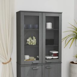 Berkfield Home Top for Highboard HAMAR Dark Grey 85x35x100cm Solid Wood Pine - Size: 85 x 35 x 100 cm