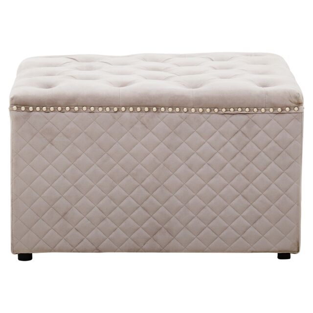 Orsina Square Black Velvet Ottoman, Stylish Padded Velvet Footstool, Compact Upholstered Pouffe for Living Room in Brown - image 1