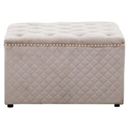 Orsina Square Black Velvet Ottoman, Stylish Padded Velvet Footstool, Compact Upholstered Pouffe for Living Room in Brown