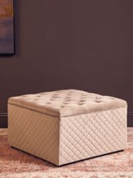 Orsina Square Black Velvet Ottoman, Stylish Padded Velvet Footstool, Compact Upholstered Pouffe for Living Room in Brown - thumbnail 3