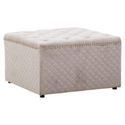 Orsina Square Black Velvet Ottoman, Stylish Padded Velvet Footstool, Compact Upholstered Pouffe for Living Room in Brown - thumbnail 4