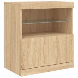 Berkfield Home Sideboard with LED Lights Sonoma Oak 60x37x67 cm in Brown - Size: 60 x 37 x 67 cm - thumbnail 3