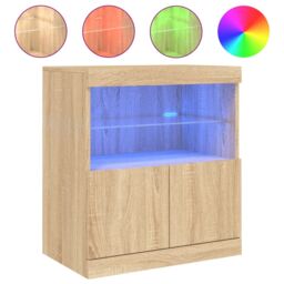 Berkfield Home Sideboard with LED Lights Sonoma Oak 60x37x67 cm in Brown - Size: 60 x 37 x 67 cm - thumbnail 2