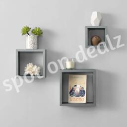 SPOT ON DEALZ Cali Floating Cube Shelves Set of 3 Wall Hanging White in Grey - thumbnail 6