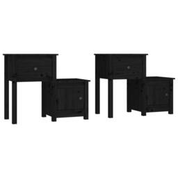 Berkfield Home Bedside Cabinet 2 pcs Black 79.5x38x65.5 cm Solid Wood Pine