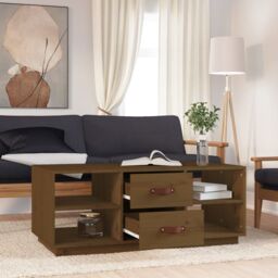 Berkfield Home Coffee Table Honey Brown 100x50x41 cm Solid Wood Pine - Size: 100 x 50 x 41 cm - thumbnail 3