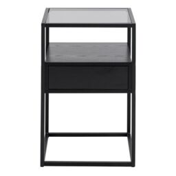 Furniture To Go Randolf Bedside Table in Black with Smoked Glass - thumbnail 3