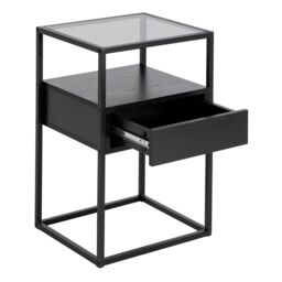 Furniture To Go Randolf Bedside Table in Black with Smoked Glass - thumbnail 5