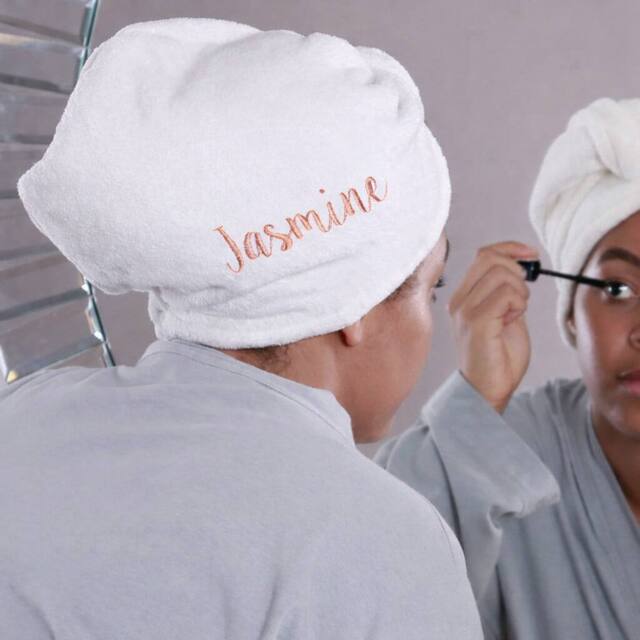 Duncan Stewart Personalised Microfibre Hair Turban Towel in White - image 1