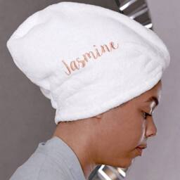 Duncan Stewart Personalised Microfibre Hair Turban Towel in White - thumbnail 4