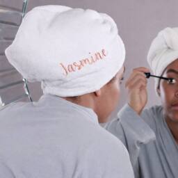 Duncan Stewart Personalised Microfibre Hair Turban Towel in White