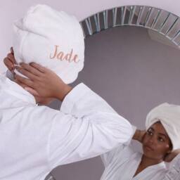 Duncan Stewart Personalised Microfibre Hair Turban Towel in White - thumbnail 2