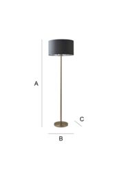 ValueLights Charlie Chrome Stem Floor Lamp with Fabric Drum with Chrome Inner Lamp Shade in Charcoal - thumbnail 8