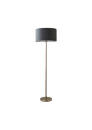 ValueLights Charlie Chrome Stem Floor Lamp with Fabric Drum with Chrome Inner Lamp Shade in Charcoal - thumbnail 7