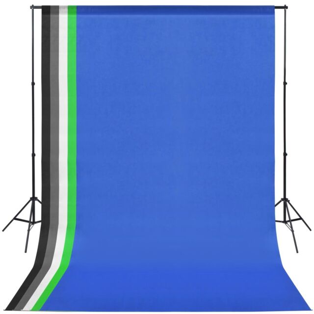 Berkfield Home Photo Studio Kit with 5 Coloured Backdrops & Adjustable Frame in Black - image 1