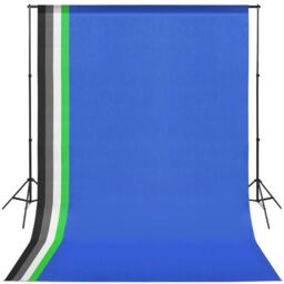 Berkfield Home Photo Studio Kit with 5 Coloured Backdrops & Adjustable Frame in Black - thumbnail 1