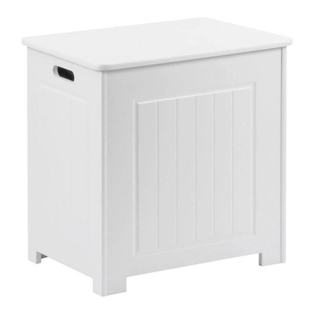 FORGEVIO White Wooded Laundry Storage Chest Bathroom Cabinet - image 1
