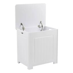 FORGEVIO White Wooded Laundry Storage Chest Bathroom Cabinet - thumbnail 3