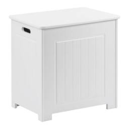 FORGEVIO White Wooded Laundry Storage Chest Bathroom Cabinet