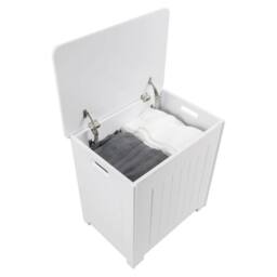 FORGEVIO White Wooded Laundry Storage Chest Bathroom Cabinet - thumbnail 5
