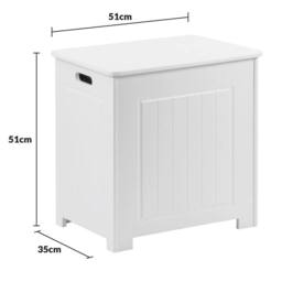 FORGEVIO White Wooded Laundry Storage Chest Bathroom Cabinet - thumbnail 2