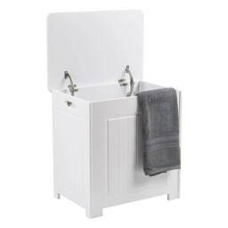 FORGEVIO White Wooded Laundry Storage Chest Bathroom Cabinet - thumbnail 4