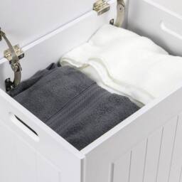 FORGEVIO White Wooded Laundry Storage Chest Bathroom Cabinet - thumbnail 6