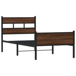 Berkfield Home Bed Frame without Mattress Brown Oak 100x190 cm Engineered Wood - thumbnail 3