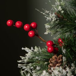 Samuel Alexander 50cm Mini Christmas Tree with Red Berries, Pinecones & Frosted Tips in Burlap Base in Green - thumbnail 4