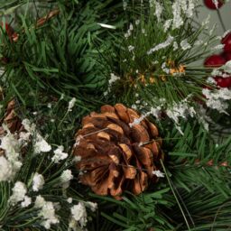 Samuel Alexander 50cm Mini Christmas Tree with Red Berries, Pinecones & Frosted Tips in Burlap Base in Green - thumbnail 5