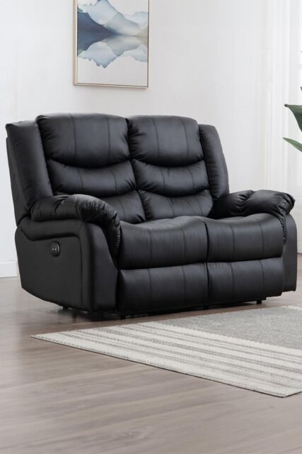 More4Homes Seattle 2 Seater Electric High Back Bonded Leather Recliner Sofa in Black - image 1