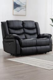More4Homes Seattle 2 Seater Electric High Back Bonded Leather Recliner Sofa in Black - thumbnail 1