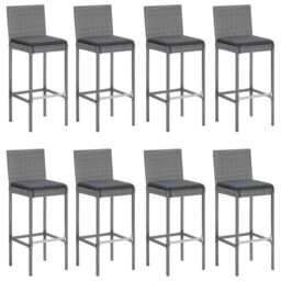 Berkfield Home 9 Piece Garden Bar Set with Cushions Grey Poly Rattan - thumbnail 4