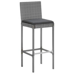 Berkfield Home 9 Piece Garden Bar Set with Cushions Grey Poly Rattan - thumbnail 5