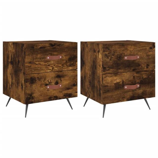 Berkfield Home Bedside Cabinets 2 pcs Smoked Oak 40x35x47.5 cm Engineered Wood in Brown - image 1