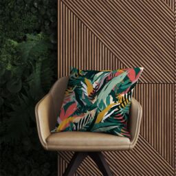 Warren Reed - Designer Coloured Tropical Leaves Outdoor Cushion in Green - Size: 45 cm x 45 cm - thumbnail 2