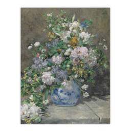 Artery8 Pierre Auguste Renoir Framed Wall Art Print Spring Bouquet in Vase in Grey - Size: A4 - thumbnail 3