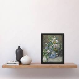 Artery8 Pierre Auguste Renoir Framed Wall Art Print Spring Bouquet in Vase in Grey - Size: A4 - thumbnail 2