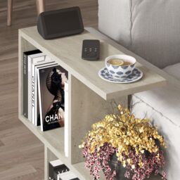 Decortie 'Homemania' Modern 4-Compartment Side Table 60cm - Open Shelf Coffee Table in Light Stone - Size: 1 Pack - thumbnail 3