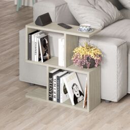 Decortie 'Homemania' Modern 4-Compartment Side Table 60cm - Open Shelf Coffee Table in Light Stone - Size: 1 Pack - thumbnail 1